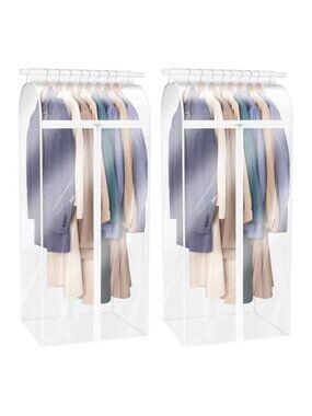 Clear Garment Bags Hanging Clothes Cover Long Dress Storage Zipper Closet